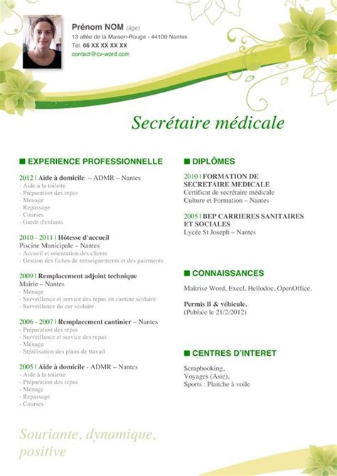 Lettre de motivation stage en laboratoire. cv gratuit secretaire medicale