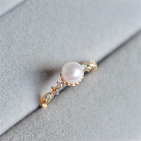 Pearl Engagement Ring 18k Gold Vintage Pearl Engagement Ring Etsy