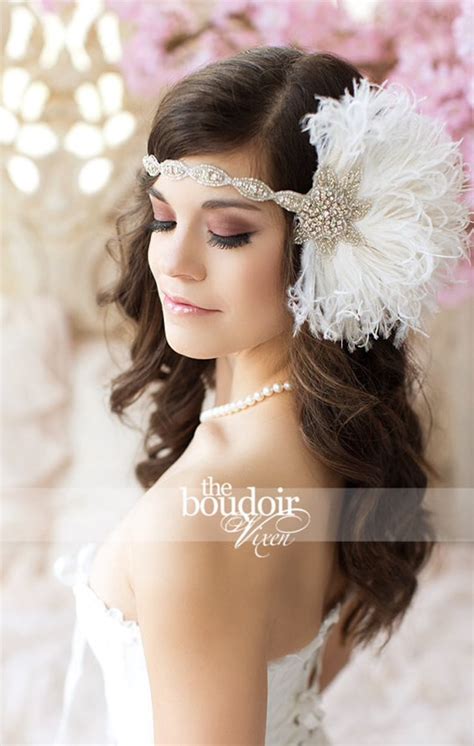 Ivory White Feather Headband Bridal Head Piece Feather Etsy