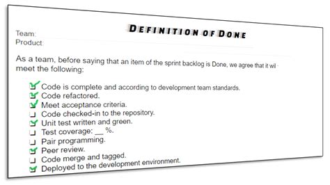 Definition Of Done Template What The Team Needs To Do Before Saying