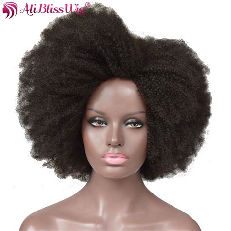 Aliblisswig Afro Kinky Curly Wigs Natural Color 100 Human Hair