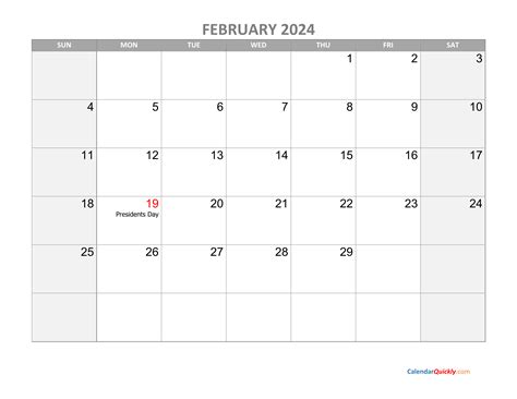 2024 February Calendar Printable With Holidays List 2018 Broward