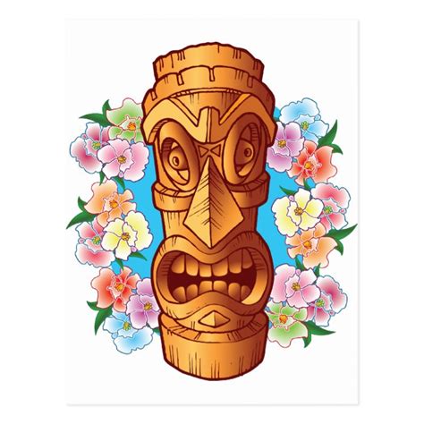 Cartoon Tiki Statue Postcard Zazzle