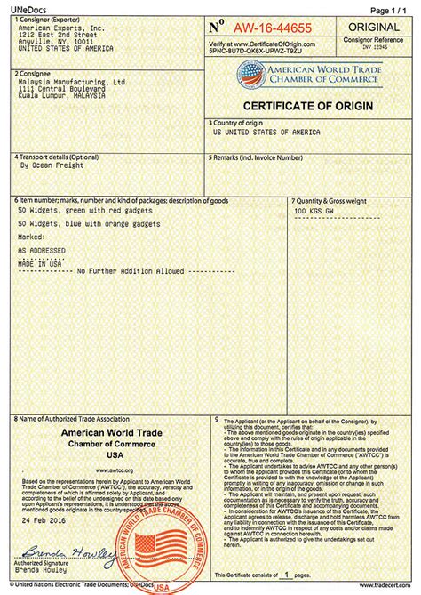 A certificate of origin declaration of origin (often abbreviated to c/o or co or doo) is a document widely used in international trade transactions which attests that the product listed therein has met certain criteria to be considered as originating in a particular country. How To Complete an Electronic Certificate Of Origin