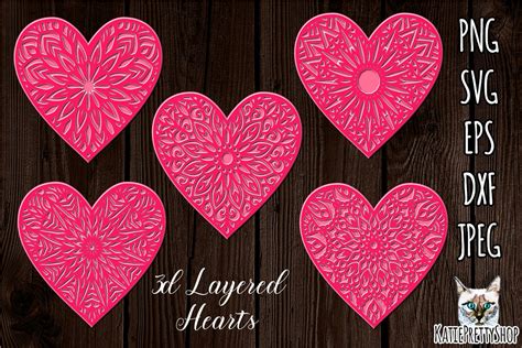 3d Layered Hearts Svg Valentines Day Svg Love Heart 1131314 Cut