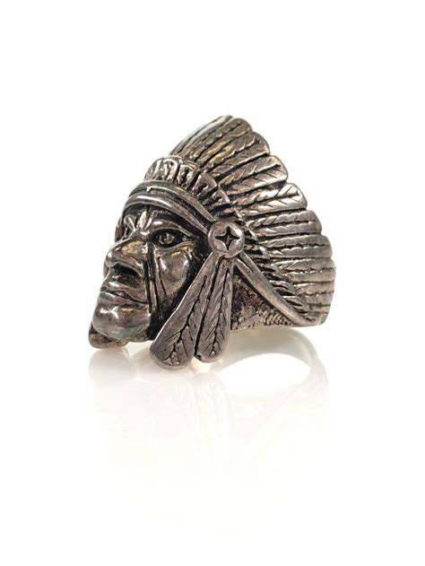 You'll receive email and feed alerts when new items arrive. Lot - Southwestern G&S Sterling Indian Chief Head Ring