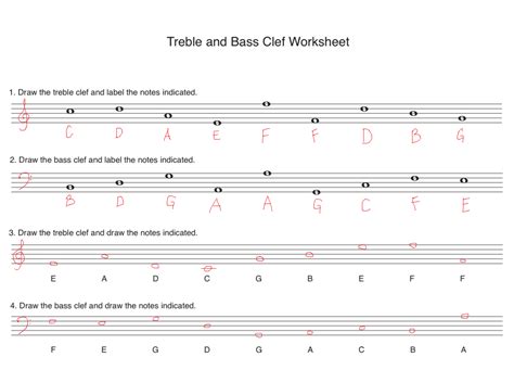 Solved Music 101 Treble And Bass Clef Worksheet 1 Draw The Treble