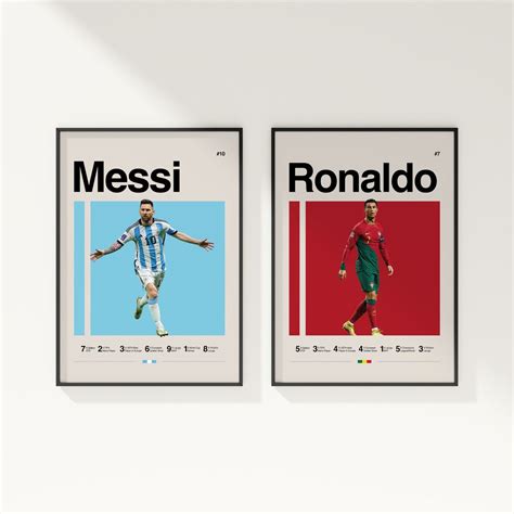 messi ronaldo poster world cup art soccer poster football print minimalist office wall art