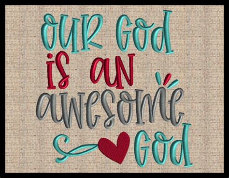Our God Is An Awesome God Embroidery Design Heart Embroidery Etsy