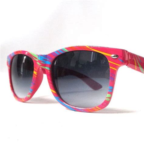vintage 1990 s wayfarer sunglasses hot pink neon tiger etsy wayfarer sunglasses retro