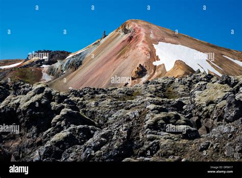 Brennisteinsalda Volcano With The Laugahraun Lava Field Rhyolite