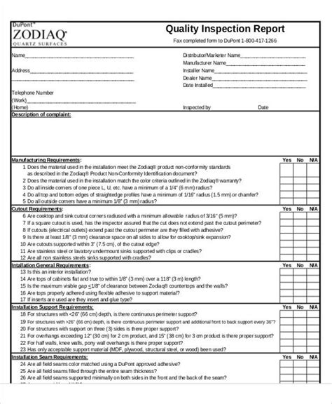 Inspection Report Template Xls 3 Templates Example Report