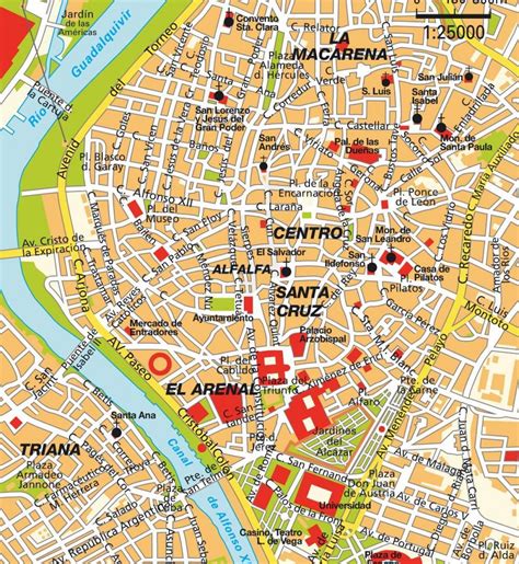 Map Of Seville Centre Map Of Seville Spain City Centre Andalusia