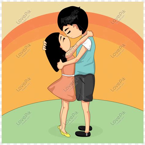 Gambar Kartun Ciuman Pasangan Kecil Yang Lucu Png Unduh Gratis Lovepik