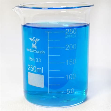 250ml Low Form Graduated Glass Beaker Qty 10 Med Lab Supply