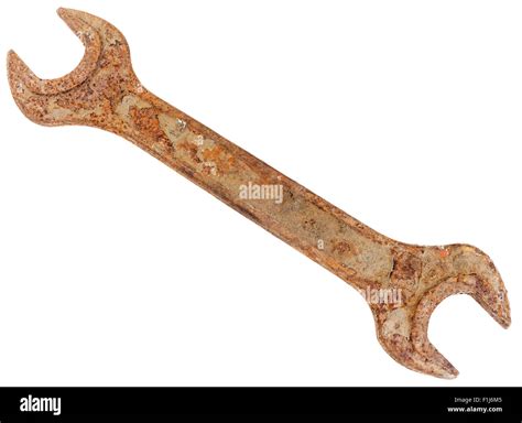 Old Rusty Wrench Isolated On White Background File Contains A Clipping