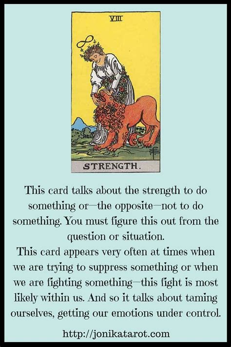 Check spelling or type a new query. The STRENGTH Tarot Card | Jonika Tarot | Strength tarot, Tarot learning, Tarot cards for beginners