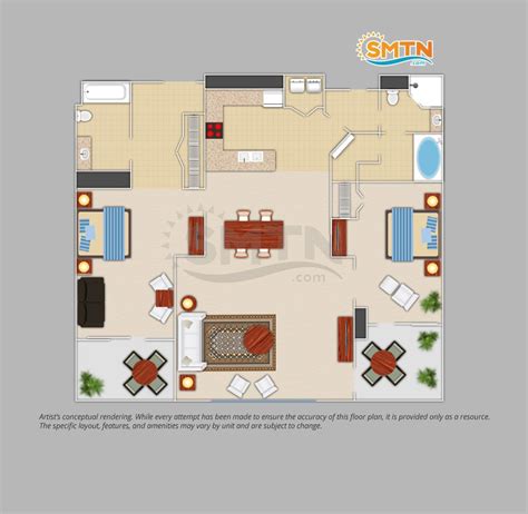 Marriott Maui Ocean Club 1 Bedroom Floor Plan