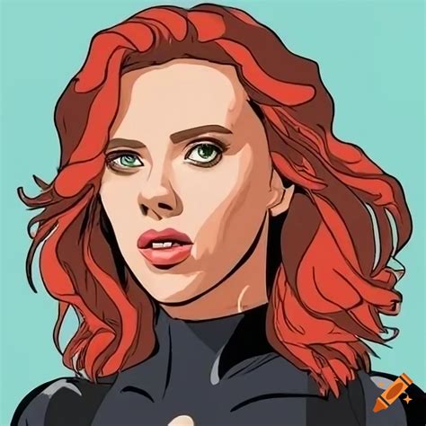 Cartoon Style Drawing Of Scarlett Johansson As Black Widow