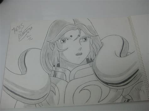 Saint Seiya Original Graphite Pencil Drawing Of Aries Mu Aries