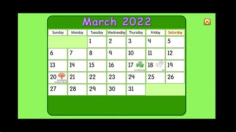 Starfall Calendar March 2022 Youtube