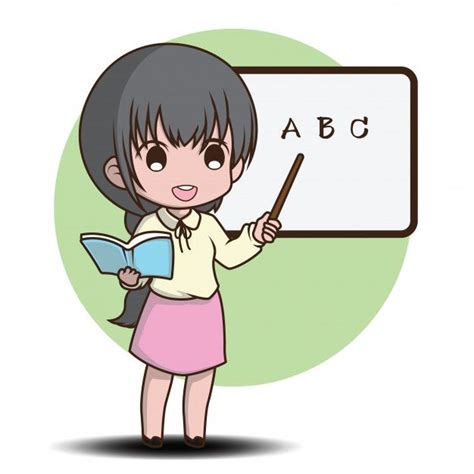 Cartoon teacher woman at blackboard teaching vector. Cute teacher cartoon character style. Premium Vector ...