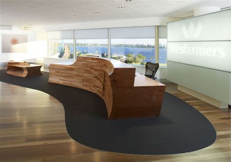 Ada reception desk, wheelchair accessible, curved reception station, thermofused laminated wood, secretary, hospitality, office reception. Love at First Sight in Reception Desk Design