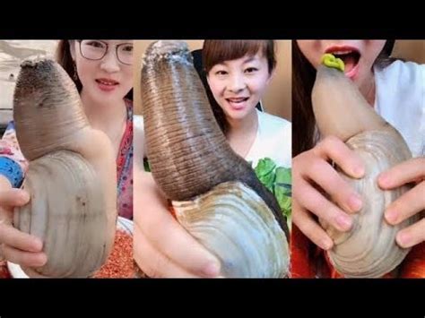 Chinese Girl Eat Geoducks Delicious Seafood Seafood Mukbang