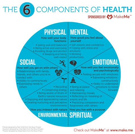 Makemes Second Infographic About The 6 Components Of Health All Six Physical Mental Social