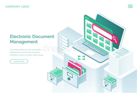 Electronic Document Management Vector Banner Stock Vector