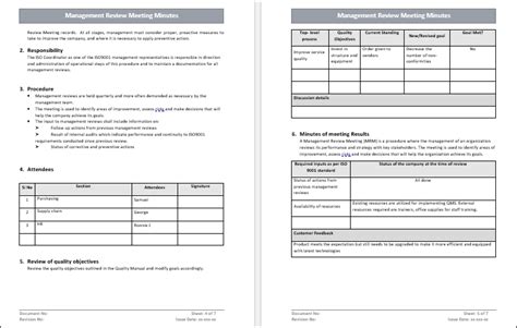 Iso Management Review Meeting Template