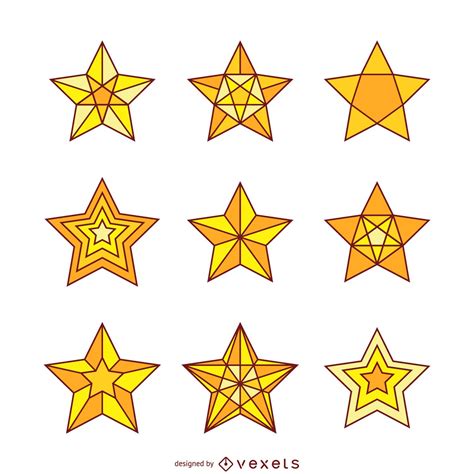 9 Isolated Star Illustrations Set Vector Download