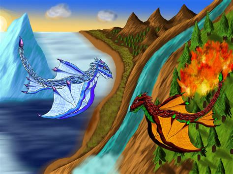 Ice Dragon Vs Fire Dragon By Vithsiny On Deviantart