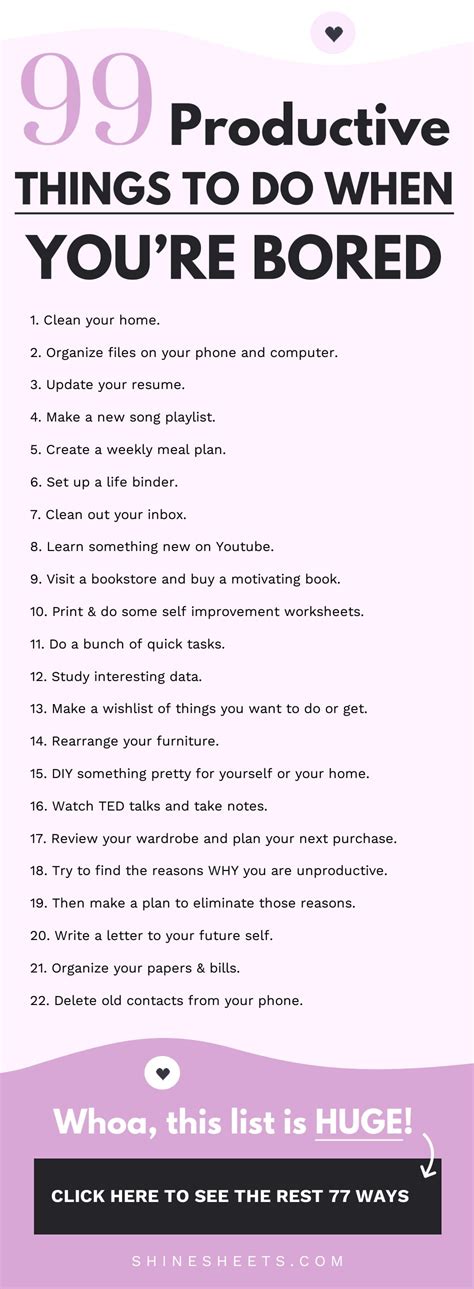 99 Productive Things To Do When Youre Bored Shinesheets