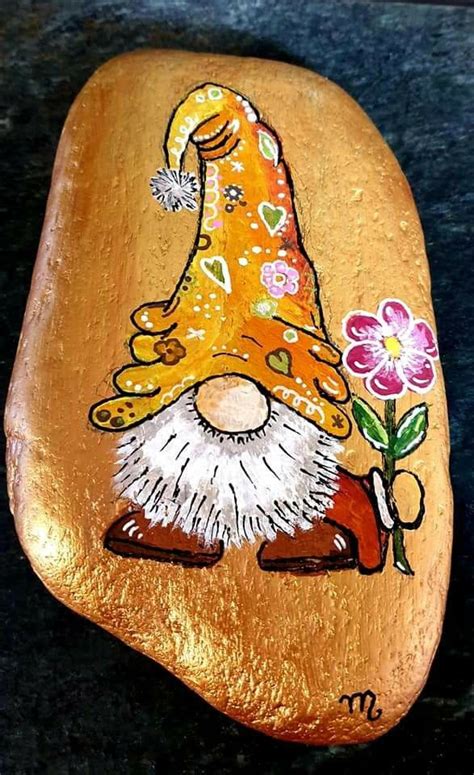 Gnome Rock Rock Painting Designs Rock Painting Patterns Hand