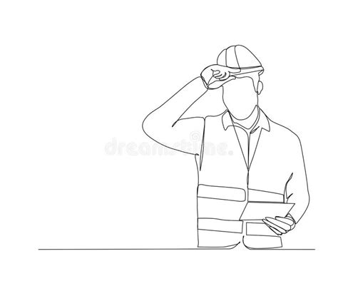 Construction Worker Continuous Line Drawing Stock Illustrations 562 Construction Worker