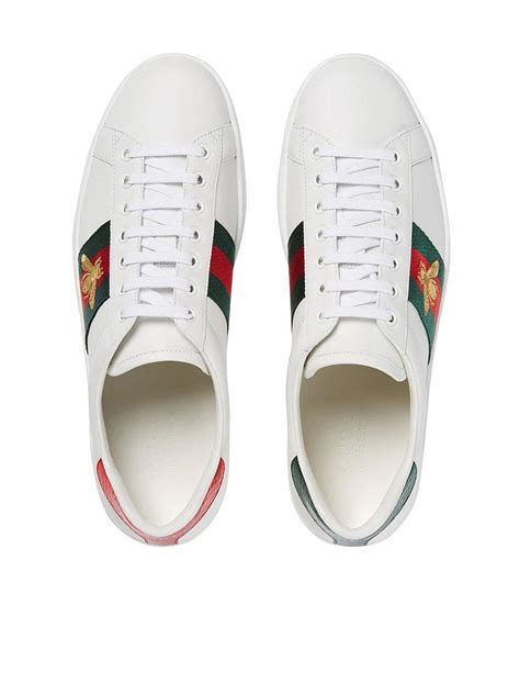Gucci Leather Ace Bee Embroidered Sneakers For Men Save 18 Lyst