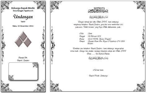 Undangan Walimatul Ursy Tahlil Dan Aqiqah Dengan Format Docx Ms
