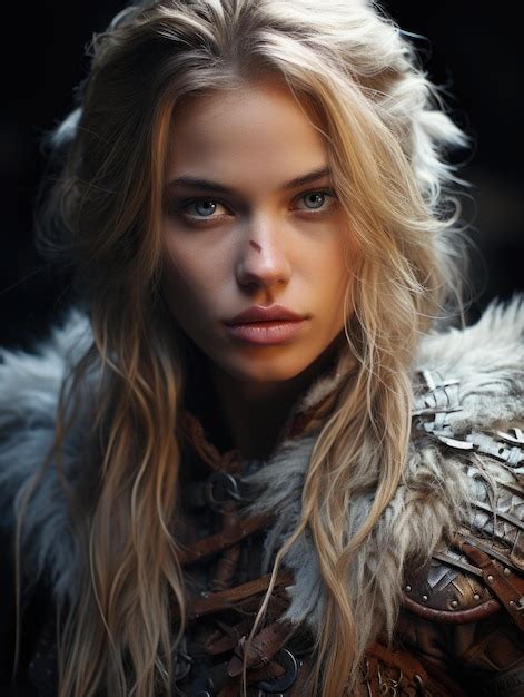 Premium Ai Image Portrait Of A Female Viking Warrior Female Medieval Scandinavian Seafaring