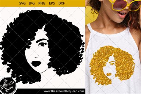 Afro Woman Svg With Short Curly Kinky Weave African America