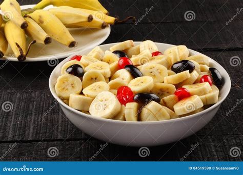 Fresh Banana Fruit Salad In Bowl Stock Photo Image Of Grape Food