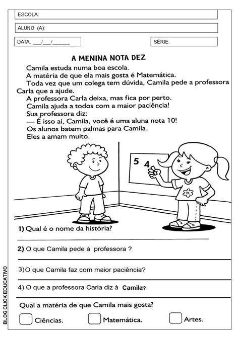 Atividades De Interpretação De Texto Para O 2o Ano Texto Exemplo