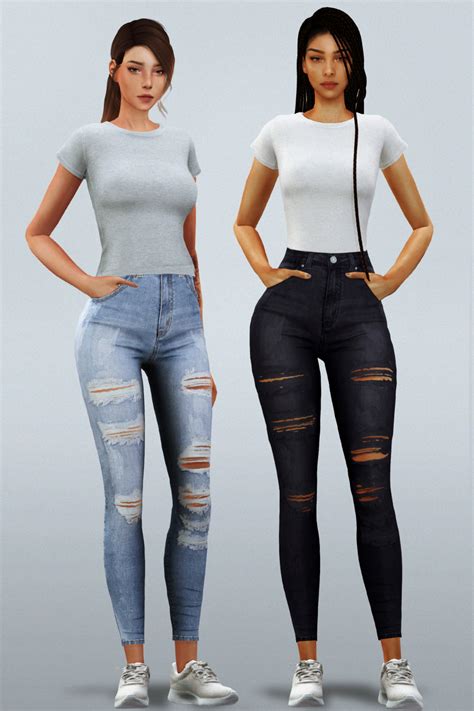 Mm Fav Cc 4 Ripped Skinny Jeans Sims 4 Clothing Skinny Jeans
