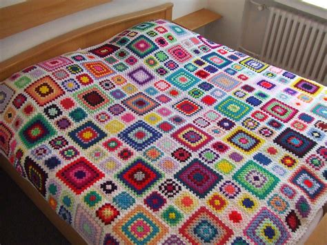My World Of Crochet Multicolor Granny Square Bedspread Is Finished