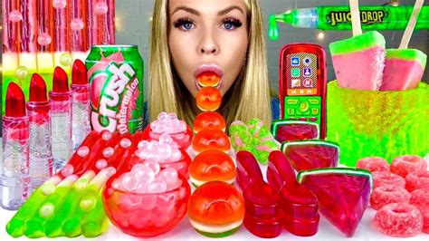 Asmr Watermelon Desserts Sour Candy Popsicle Crystal Jelly Mukbang