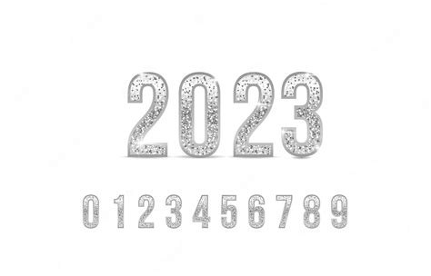 Premium Vector 2023 Silver Numbers Set Vector Silver Number