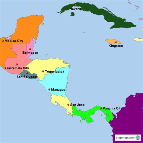 Stepmap Latin America Capitals Landkarte Für North America