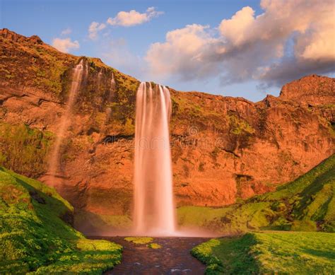 Seljalandsfoss Beautiful Waterfall In Iceland Stock Photo Image Of