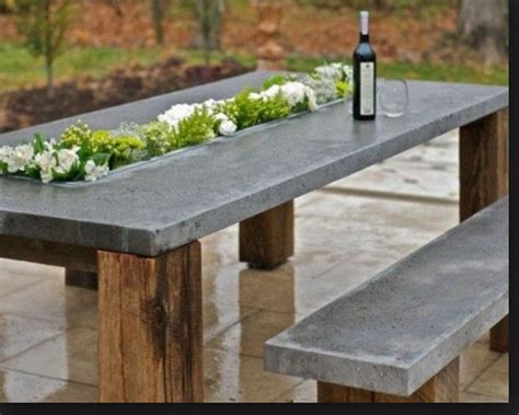 Outdoor Dining Set Concrete Modern Table And Bench Set Etsy Outdoor