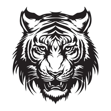 Tiger Face Silhouettes Tiger Face SVG Black And White Tiger Vector